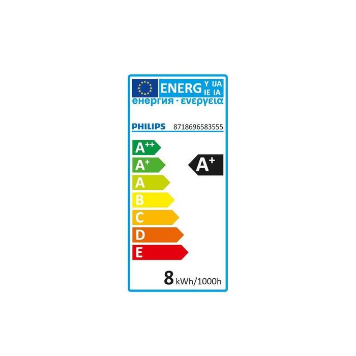 Tub LED Philips T8, G13, 8W (18W), 800 lm, lumina naturala rece (6500K), 600 mm, clasa energetica F