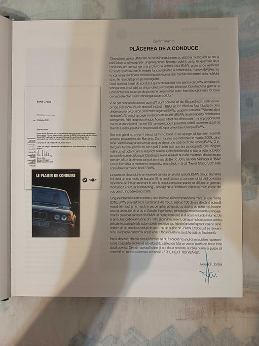 Carte de colecție BMW cu autograf