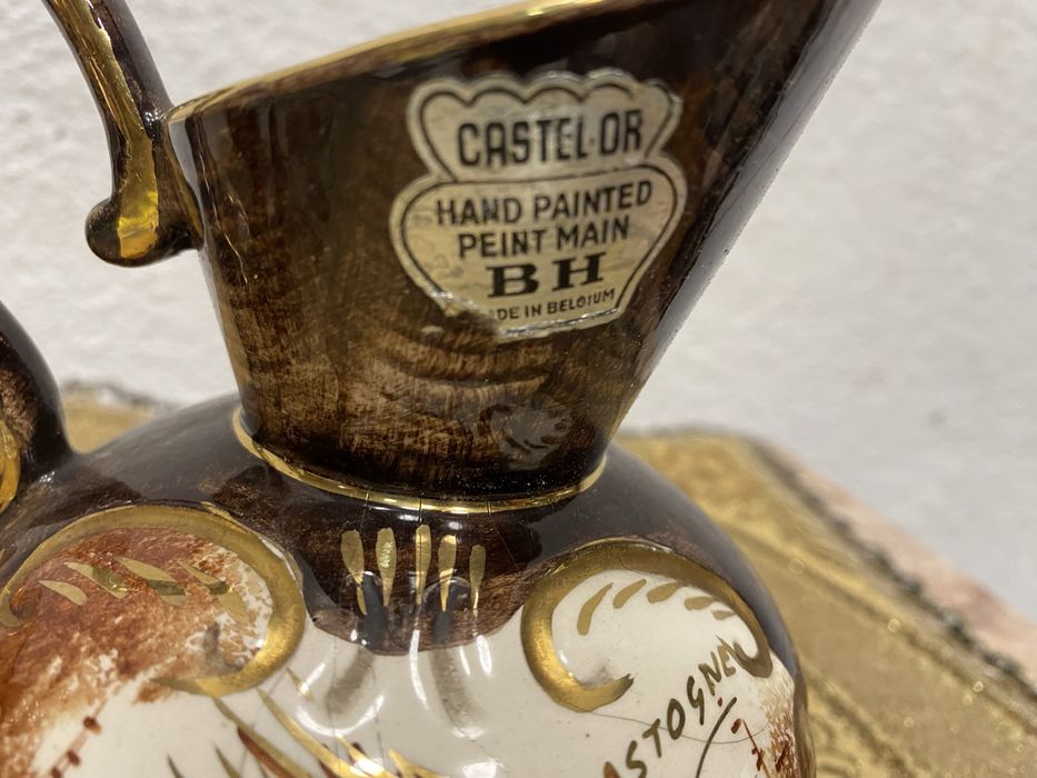 Ваза кутия Двоен сет от порцелан белгия с ловен мотив