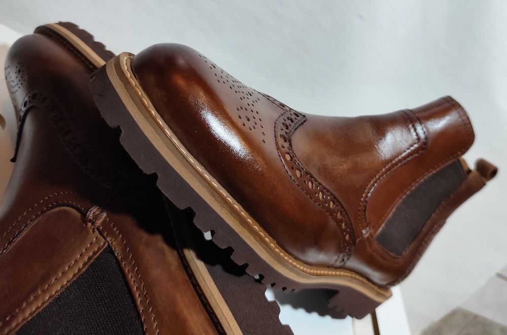 Ghete chelsea 40.5 41 brogue Lavoratione Artigianale piele naturala