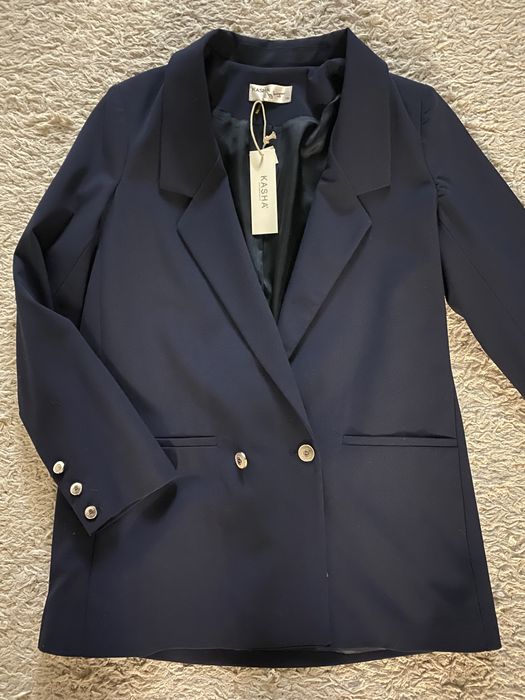 Sacou superb Kasha  (bleumarin) cu 2 nasturi metalivi