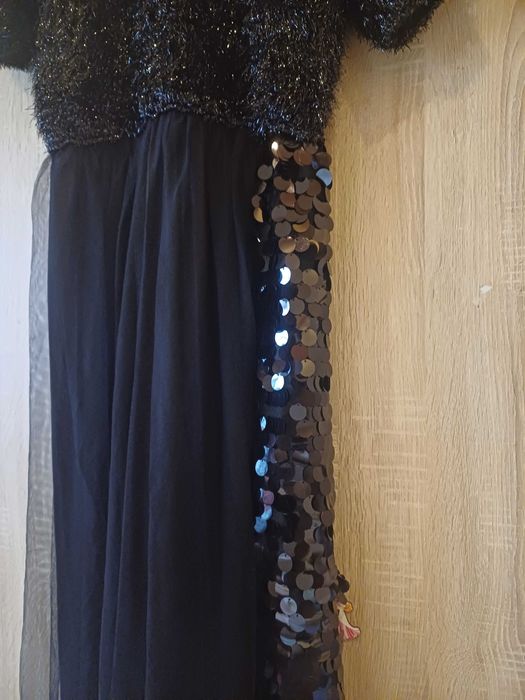 Италианска черна рокля-ХЛ размер