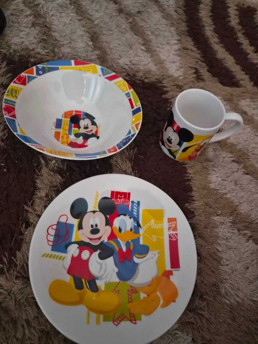 Детски комплект за хранене Stor - Mickey Mouse, Color Flow, 3 части