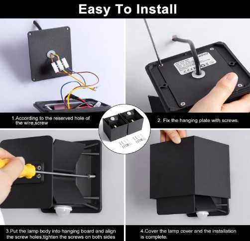 LEDMO комплект от 2 броя LED аплик със сензор за движение, 20W