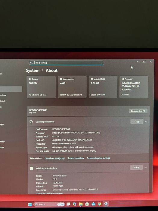 Calculator PC Gaming Corsair i7 6700k/Gtx 1050 ti/8GB DDR4/NVME 2.0