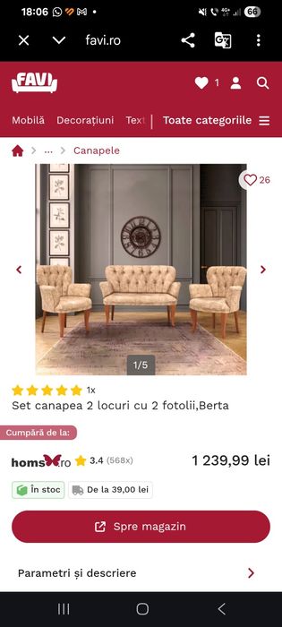 Set canapea si 2 fotolii - Nou