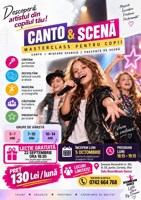 Cursuri de Canto in grup pentru copii in Cornetu