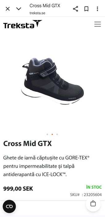 Ghete Treksta Cross MID WL Gore-Tex, Icelock, Nr. 33 EU unisex