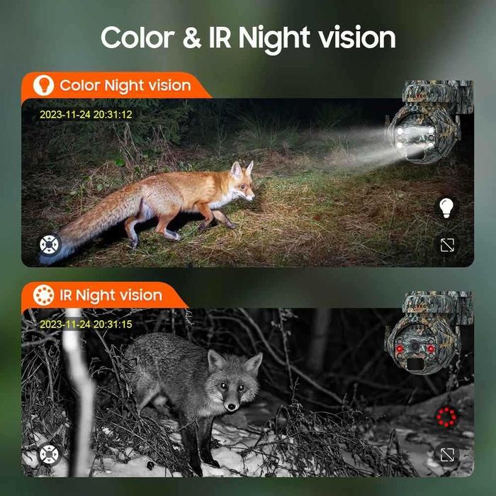 4G Ловна 3MPX камуфлажна соларна камера Dual LED PIR сензор микрофон