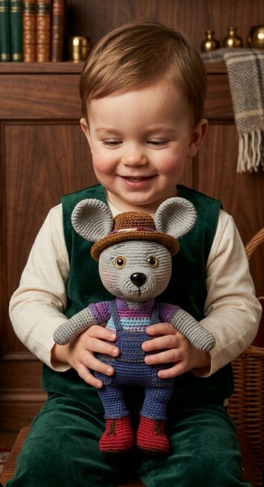 Вязаные мышата ручной работы.