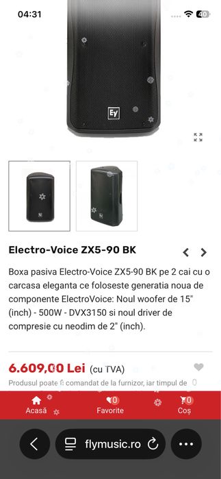 Boxe pasive profesionale JBL - 500w si EV - 600w