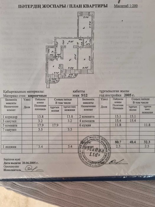 3-бөлмелі пәтер сатылады