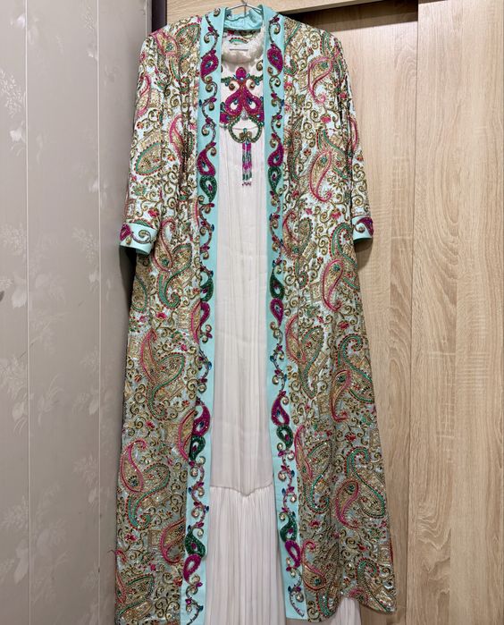 Эксклюзив келинчак ансамбль кўйлак + шарф | Қўл меҳнати | 450$