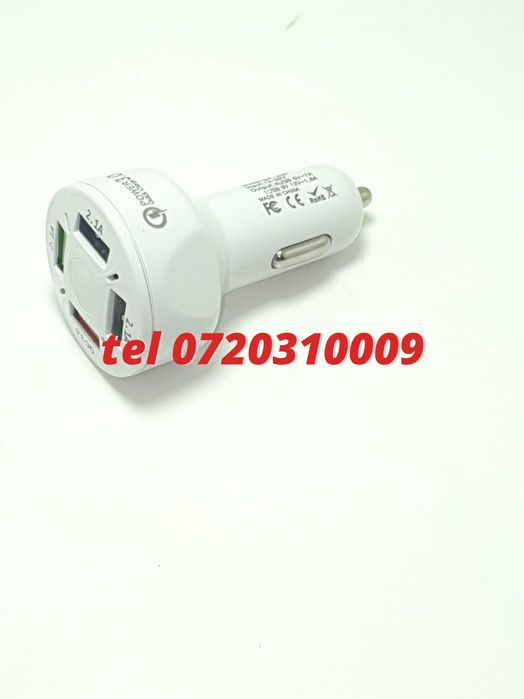Incarcator Universal Masina Auto 4 Porturi Bricheta Usb Qc Fastcharge