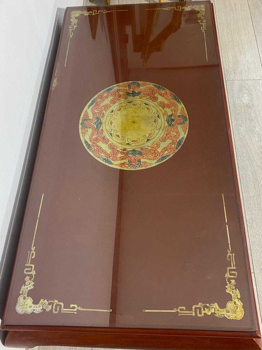 Masă de Cafea Stil Oriental 120x60 cm; Măsuță Solidă din Lemn Masiv