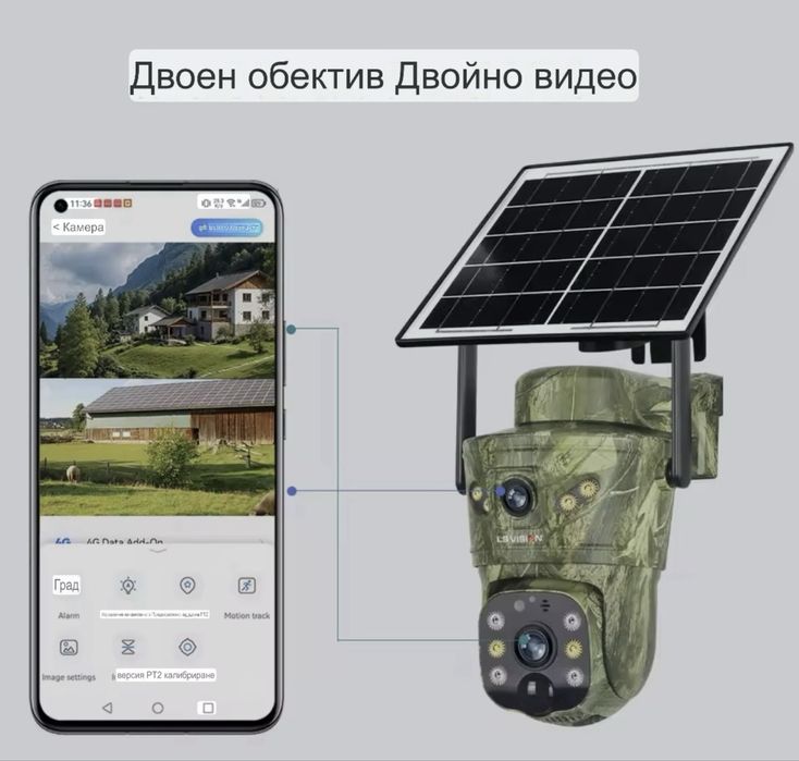 Ловна камера LS Vision WI-FI Соларна PTZ два обектива