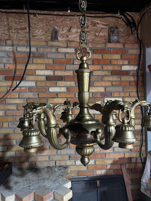 Candelabru Candelab 6 brate alama  lustra bronz vintige