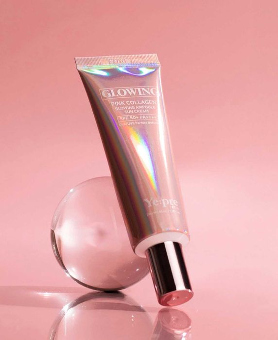 YE:PRE розовый коллагеновый ампульный солнцезащитный крем SPF50+