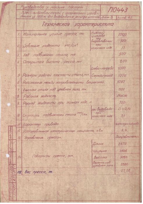 Услуга: Гидравлический пресс 2000тн.