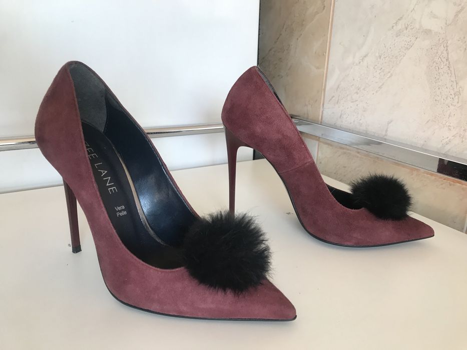 Pantofi Zee Lane stiletto de piele intoarsa Bordeaux,nr37