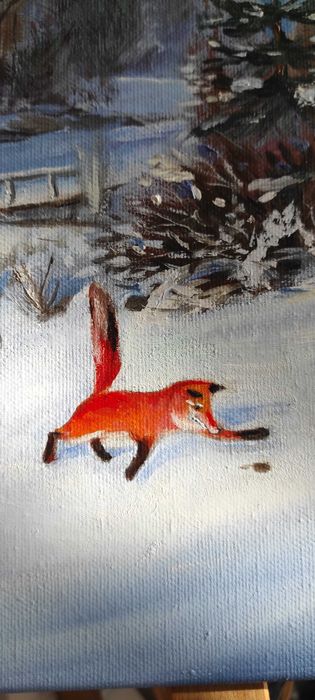 GATA SPRE VANZARE- Pictura in ulei -" Iarna"