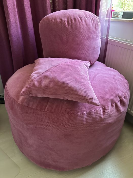 Set perna fotoliu, perna picioare si perna decorativa roz si verde