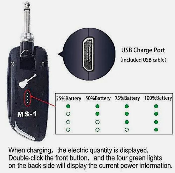 Перезаряжаемая, беспроводная гитарная система MEFE  MS-1
