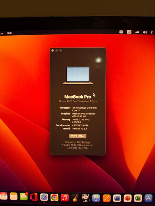 MacBook Pro 2017 13" 512GB SSD Touch Bar 16GB RAM