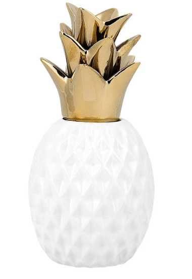 Figurină Ananas din Ceramică Albă, Beliani