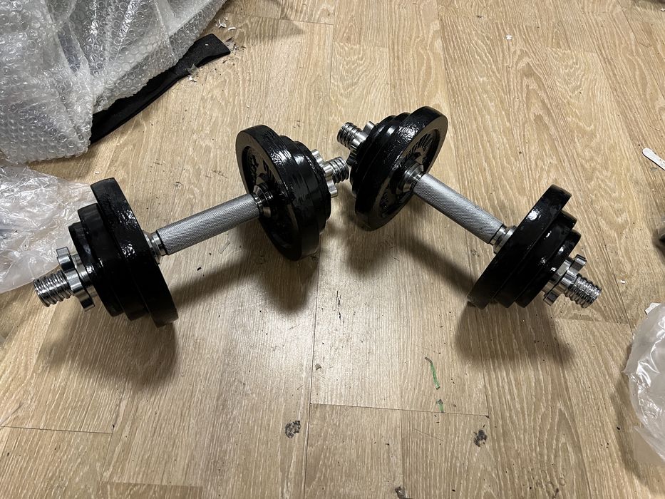 Gantere reglabile cu bara de legatura pt. Haltera Brate piept 25 kg