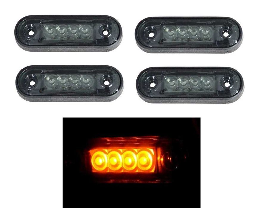 1бр. LED ЛЕД габарит ОПУШЕН SMOKED с 4 диода, 12-24V , 3 цвята