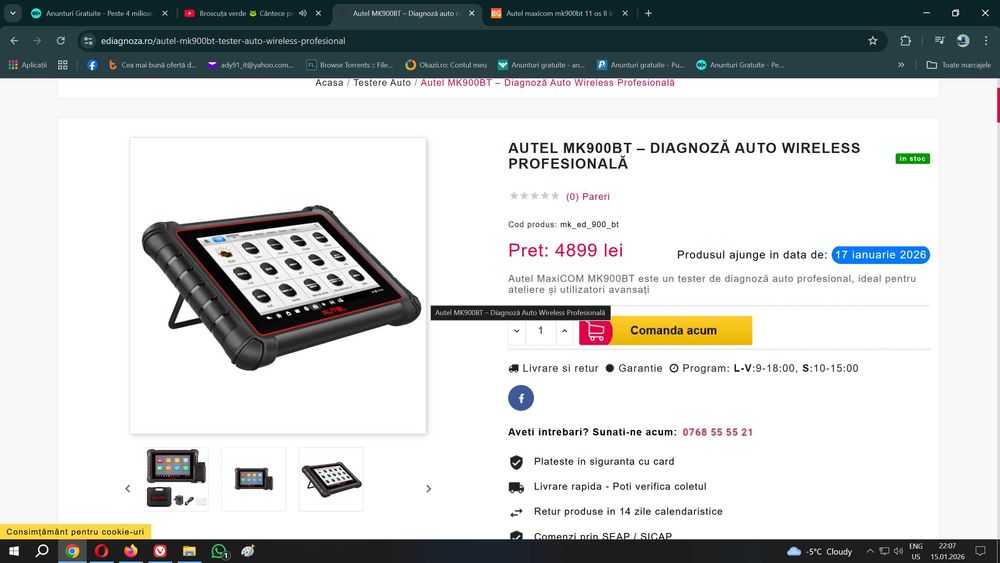 AUTEL MK900 BT ORGINAL - Diagnoza / Tester Auto Profesional NOU 2026