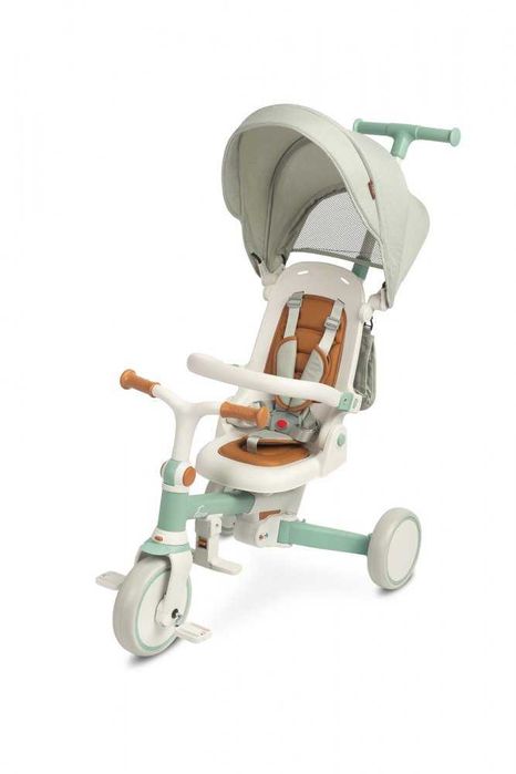 Tricicleta copii Toyz Faro Verde multifunctionala,ultrapliabila,spatar reglabil,scaun rotativ,maner reglabil in 4 pozitii,roti EVA,gentuta inclusa
