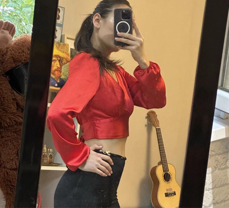 Кофта красная праздничная hand made