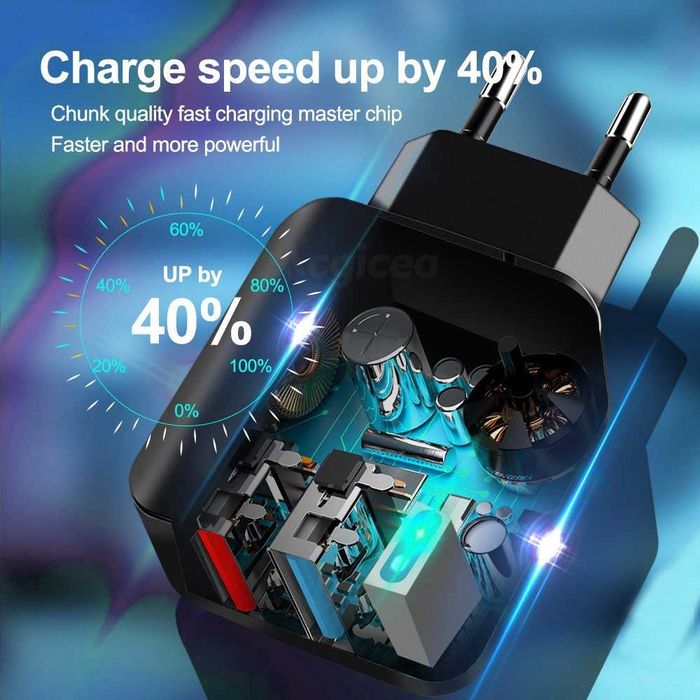 Бързо USB зарядно TE-820, 28W, 2 USB извода