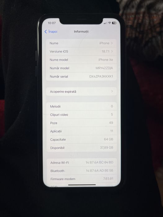 Iphone XR perfect functional cu Face Id si componente originale.