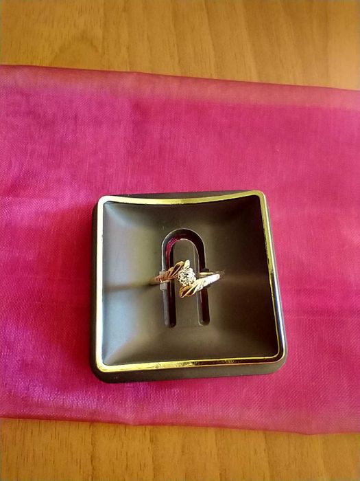 Дамски Пръстен, жълто Злато-14к  с Диамант