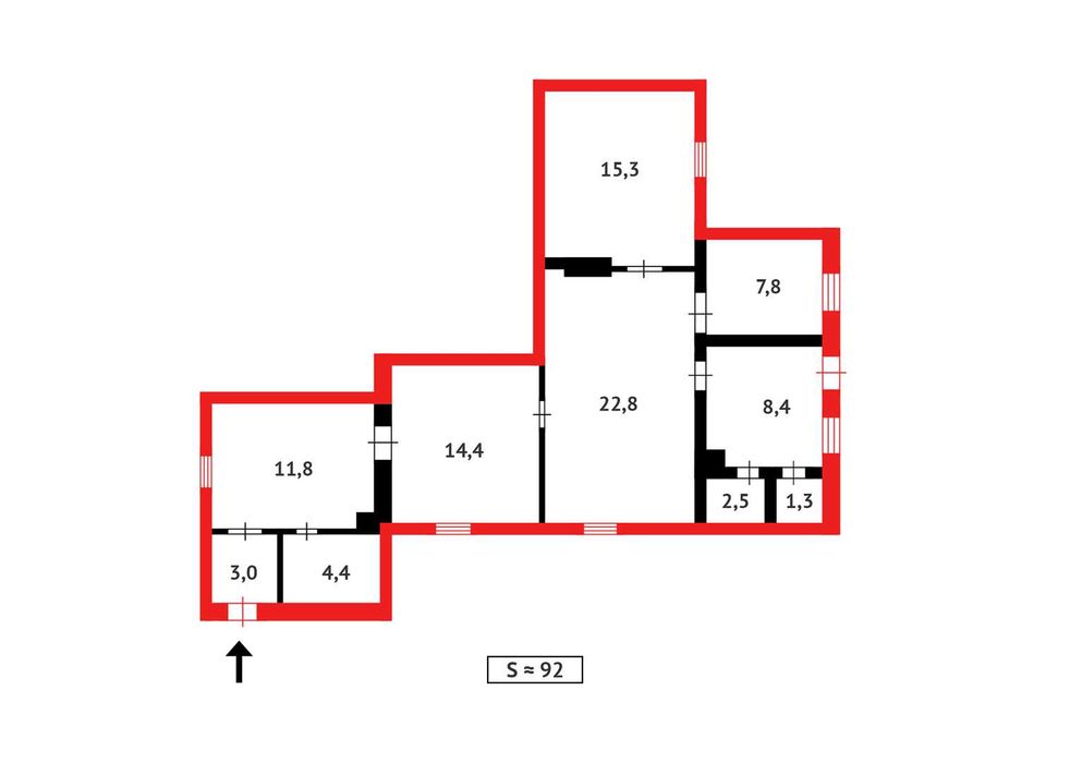 Часть Дома 3х ком. площ. 91кв.м.