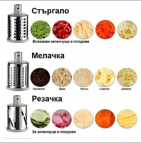 Мултифункционално кухненско рендер 3в1 мелачка за домати и ядки