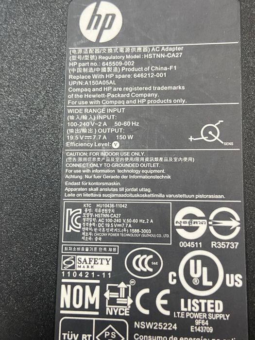 Incarcator HP 150W orig.mod.HSTNN-CA27 out 19,5V 7,7A,mufa 7,4/5.0mm
