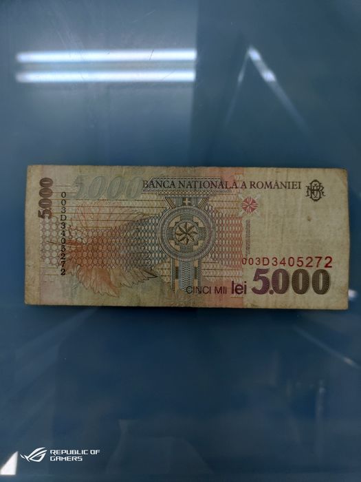 Bancnota 5000 lei, 1998 cu Lucian Blaga, stare ca noua, seria 003D