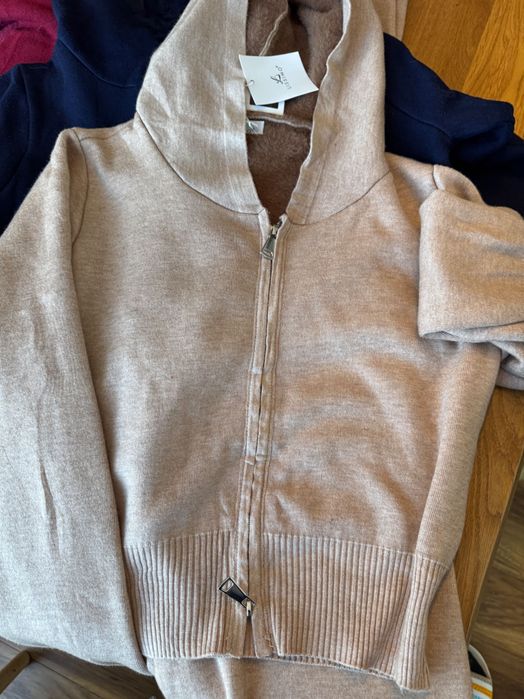 Италиански Плетен сет пух ватиран жилетка панталон