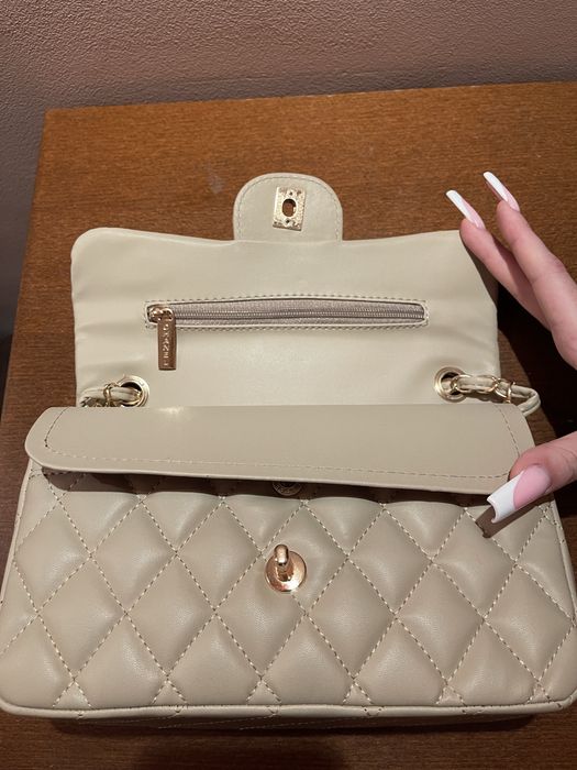Geanta Chanel crem double flap 25x15x5 cm