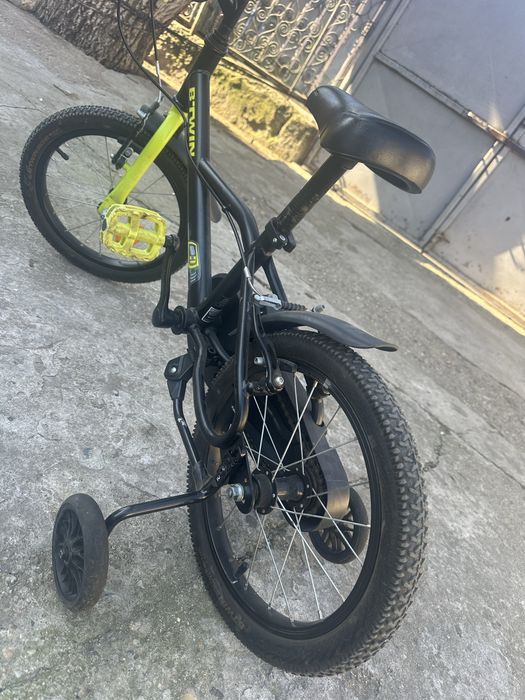 Bicicleta copii roti ajutatoare 4 - 7 ani Btwin  dark hero 500