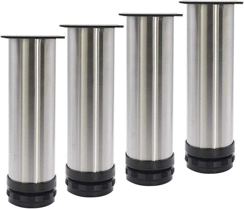 Set 4 picioare metalice cilindrice, 20 cm, reglabile