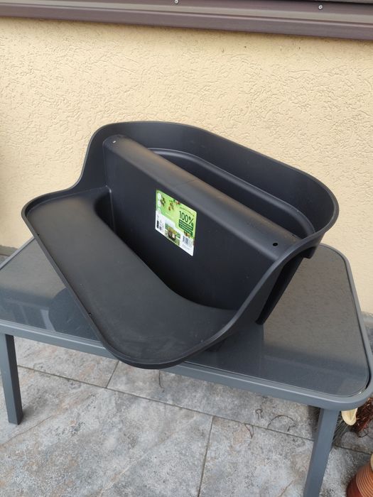 Jardiniere balcon cu polita pt răcoritoare gri antracit