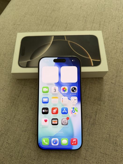 iphone 16 pro 256gb natural titanium, impecabil, ca NOU