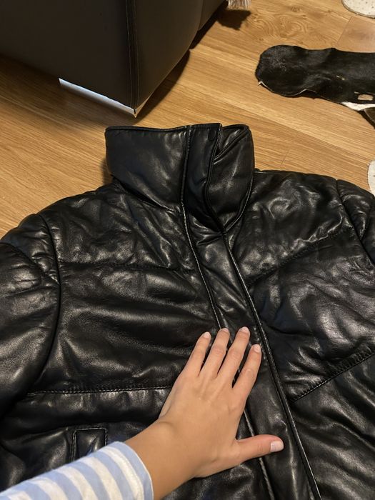 Geaca de piele de iarna gen pufoaica