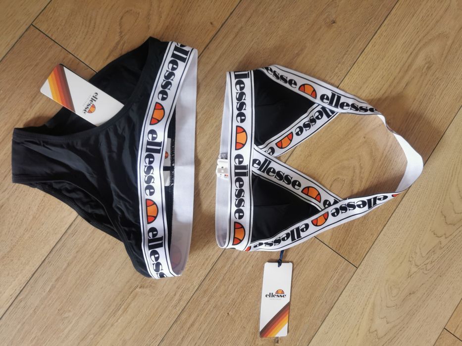 Costum de baie Bikini Ellesse damă negru Logo banda elastica alba