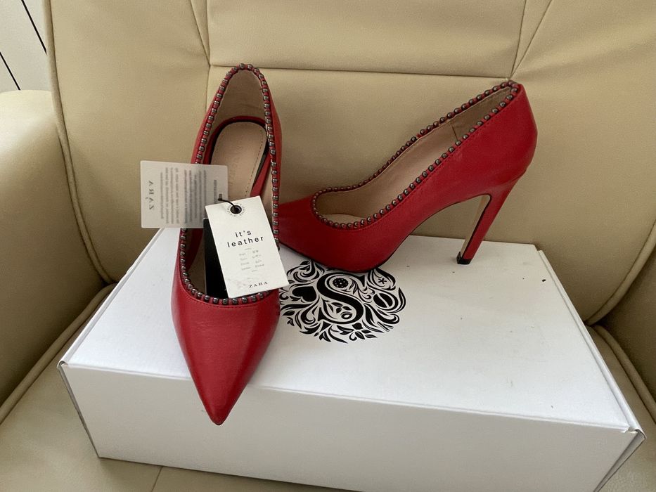 Pantofi stiletto Zara , piele , noi cu eticheta, marime 35